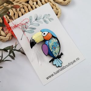 Alternative view of Martisor tucan albastru - brosa si pandantiv